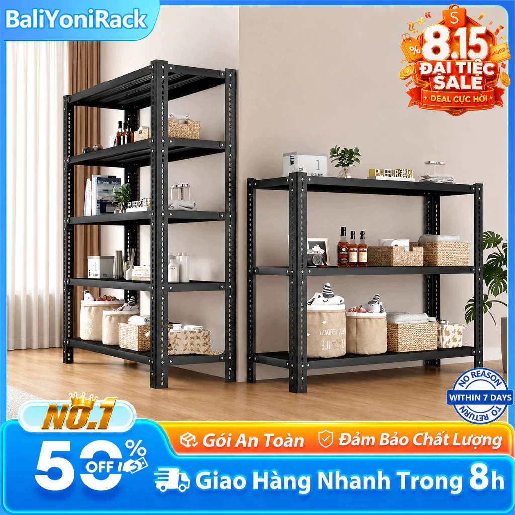 Bali Kệ Sắt V Lỗ Kệ Hàng Chịu Tải 800kg Kệ Đa Năng Điều Chỉnh Chiều Cao Khung Thép Công Nghiệp