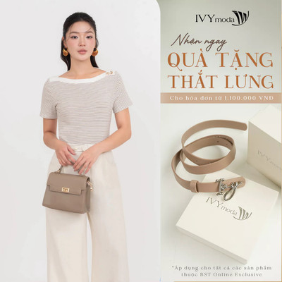 Áo thun nữ kẻ cổ thuyền, áo nữ công sở dạo phố IVY moda MS 57T0320