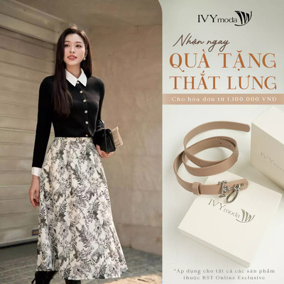 Chân váy xòe họa tiết hoa, chân váy xòe xếp ly dáng dài IVY moda MS 31T0284
