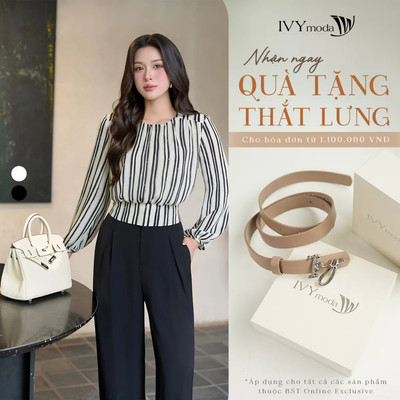 Áo sơ mi nữ họa tiết kẻ sọc, Áo sơ mi công sở dạo phố IVY moda MS 17T0288