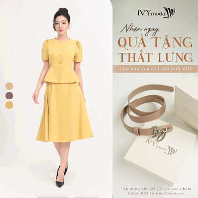Chân váy xòe công sở, chân váy xòe xếp ly dáng dài IVY moda MS 30T0232