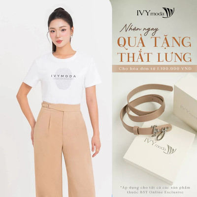 Áo thun cotton trắng IVY moda, Áo công sở dạo phố nữ IVY moda MS 57T0276