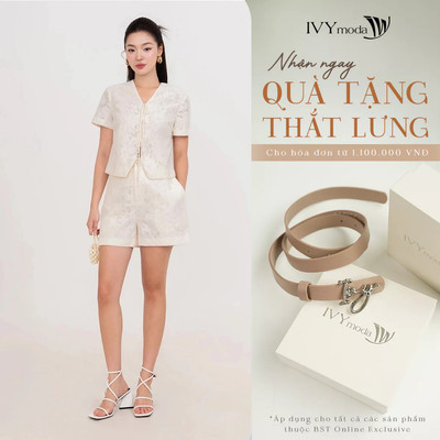 Quần short nữ cạp cao, Quần short ren công sở dạo phố nữ IVY moda MS 20T0254