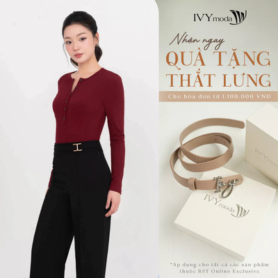 Áo thun nữ tay dài dáng ôm, áo thun công sở dạo phố hiện đại IVY moda MS 58T0293
