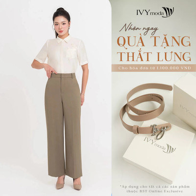 Quần âu nữ ống suông, Quần công sở dạo phố nữ IVY moda MS 22T0277