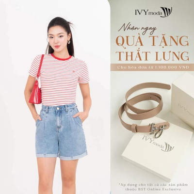 Áo thun kẻ ngang cotton, Áo thun dạo phố nữ IVY moda MS 57T0269