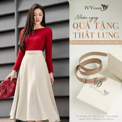 Chân váy xòe Midi Tuytsi, chân váy xòe công sở dáng dài IVY moda MS 31T0285