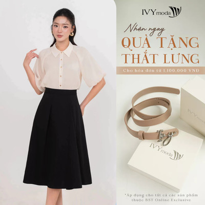 Áo sơ mi lụa tay liền bo gấu, áo sơ mi nữ công sở dạo phố IVY moda MS 16T0306