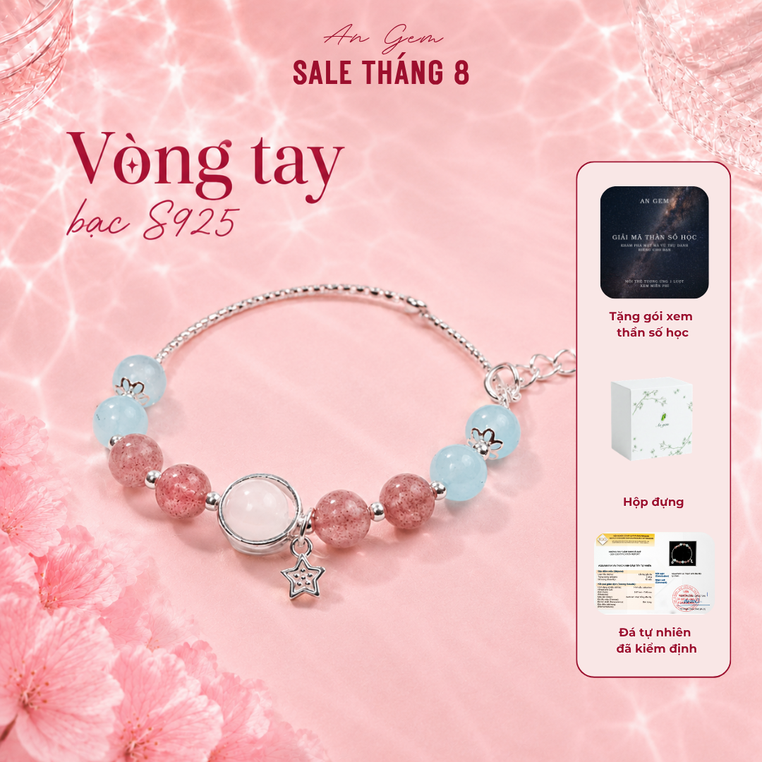 Vòng tay nữ bạc S925 mix đá kèm charm tinh tế, lắc tay nữ đá bạc freesize