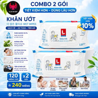 Combo 2 Bịch Khăn Ướt Lotte Choice Hàn Quốc 120 Tờ – Khăn Giấy Ướt Mềm Mịn, An Toàn Cho Da