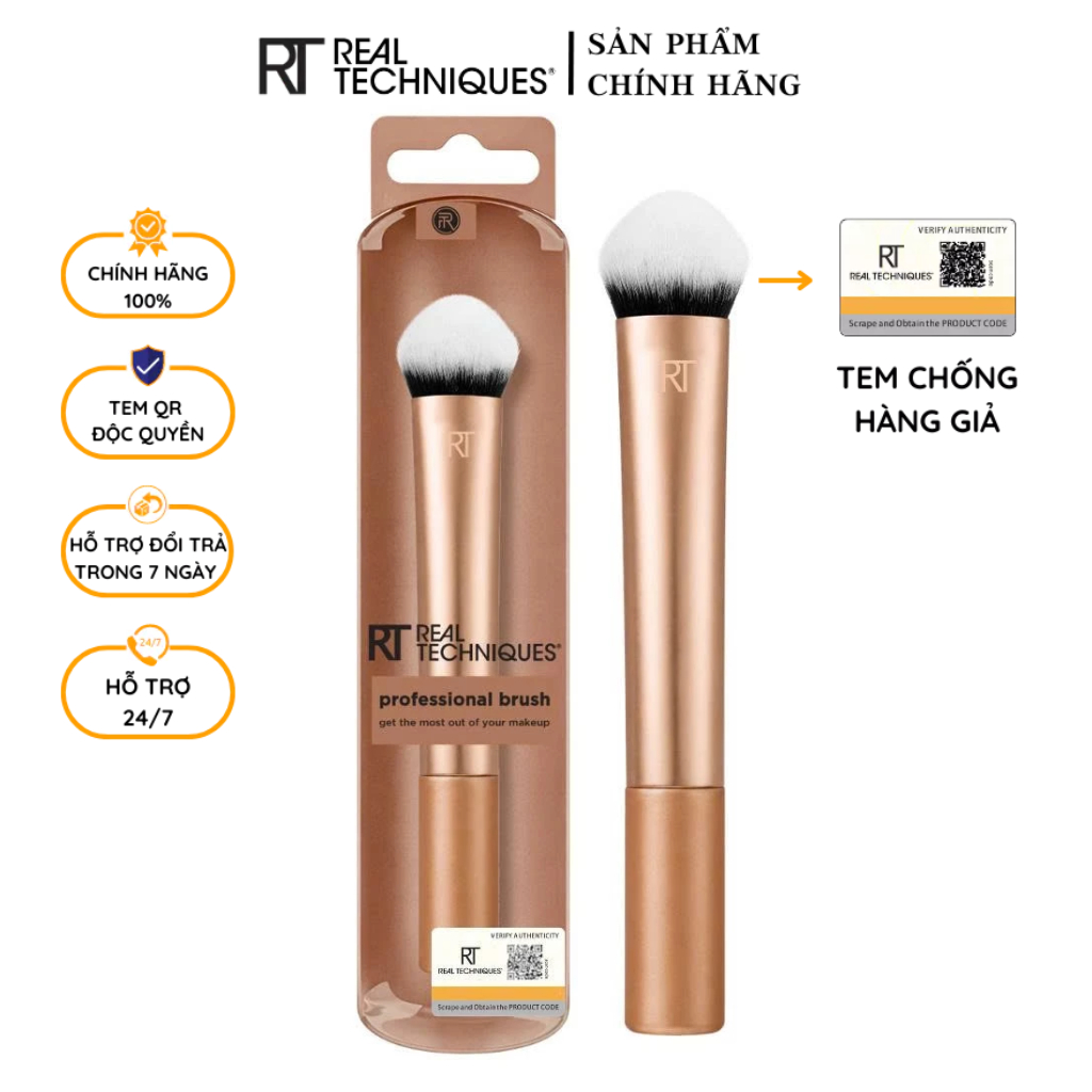 Cọ Đánh Nền Lỏng Má Hồng Kem RT Real Techniques Triangular Sloped Foundation Brush R105