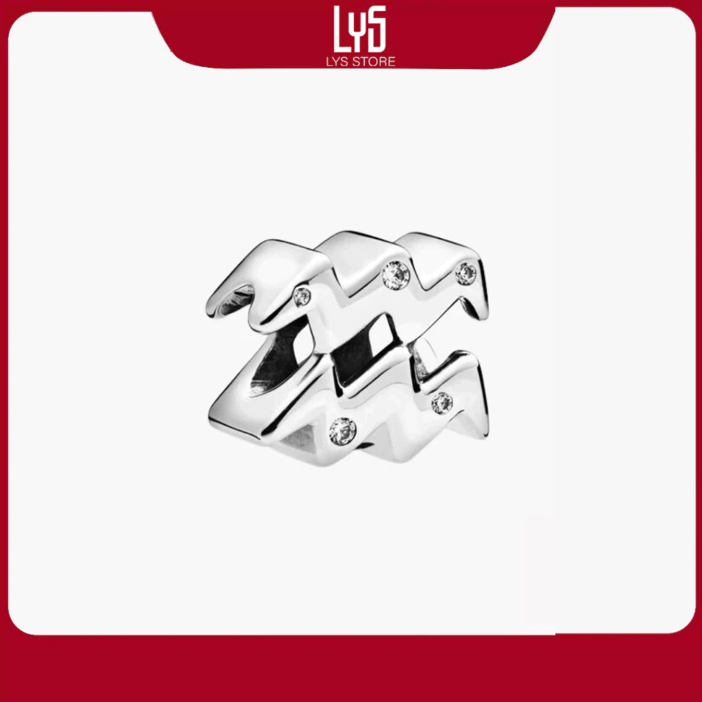 Charm Bạc Lys Sparkling Aquarius Zodiac Cung Hoàng Đạo Bảo Bình 1493 - Charm Bạc S925 cao cấp