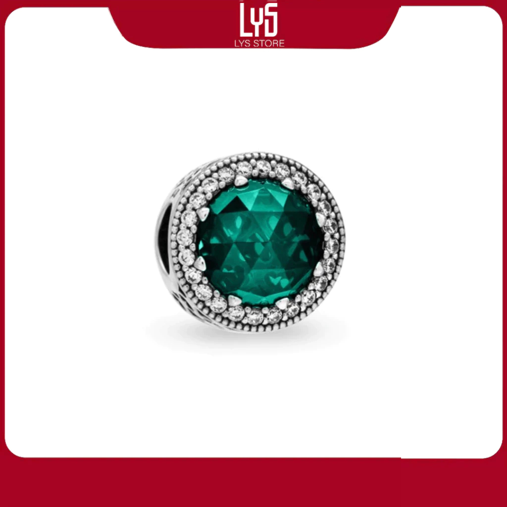Charm bạc s925 đá xanh Green Heart Charm 1348