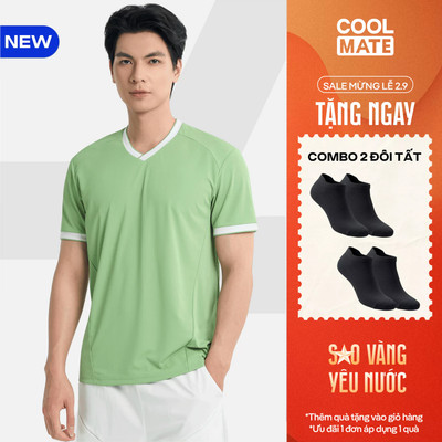 [TẶNG COMBO 2 ĐÔI TẤT][MỚI]Áo thun thể thao nam cổ V Pickleball ZeroMark nhanh khô KHÔNG ĐỂ LẠI VỆT MỒ HÔI Coolmate