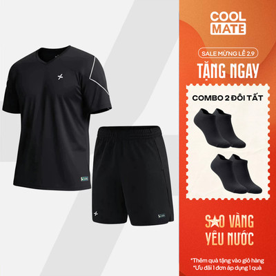 [TẶNG COMBO 2 ĐÔI TẤT]Set thể thao nam Pickleball Áo Dinkshot thun cổ V + Quần short Exdry thoáng khí Coolmate