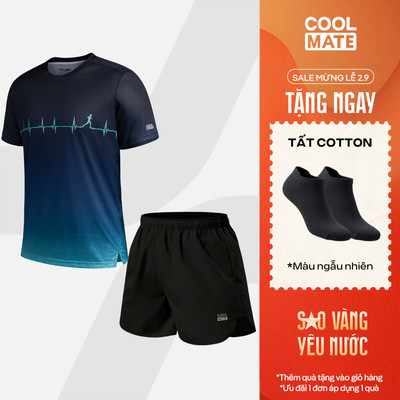 [TẶNG TẤT]Set đồ chạy bộ Áo Thun Nam thể thao graphic và Quần short Maxcool 5inch thoáng khí, thoải mái Coolmate