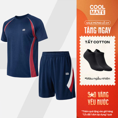 [TẶNG TẤT]Set thể thao Pickleball nam Áo thun Teamwear Quần Promax Flexline Active thoáng khí Coolmate