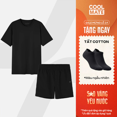[TẶNG TẤT SPORT]Set đồ am bộ cotton Áo thun 220gsm + Quần đùi Shorts Daily Casual, set đồ dạo phố Coolmate