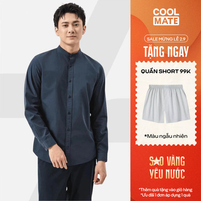 [TẶNG QUẦN 99K]Áo sơ mi nam dài tay cổ tàu Premium Poplin thoáng khí không xù lông Coolmate