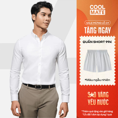 [TẶNG QUẦN 99K]Áo Sơ Mi Nam Dài Tay Premium Dobby mềm mại chống nhăn, Áo đi làm đi chơi dạo phố Coolmate