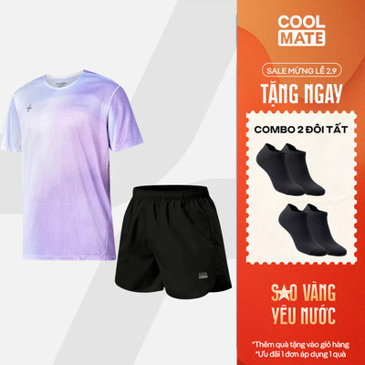 [TẶNG COMBO 2 ĐÔI TẤT]Set đồ thể thao Áo Thun Graphic Quần short Maxcool thấm hút tốt, set Chạy bộ Coolmate