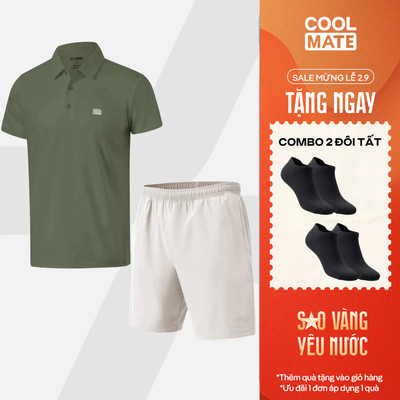 [TẶNG COMBO 2 ĐÔI TẤT]Set thể thao Pickleball, Tennis Gym Áo Polo Promax và Quần 7inch đa năng thoáng khí Coolmate
