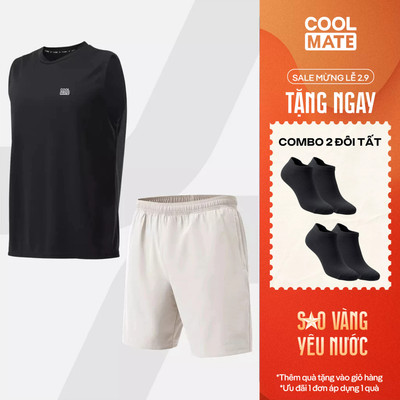 [TẶNG COMBO 2 ĐÔI TẤT]Set tập thể thao Áo Sleeveless Active Essentials + Quần Shorts 7 inch đa năng Coolmate