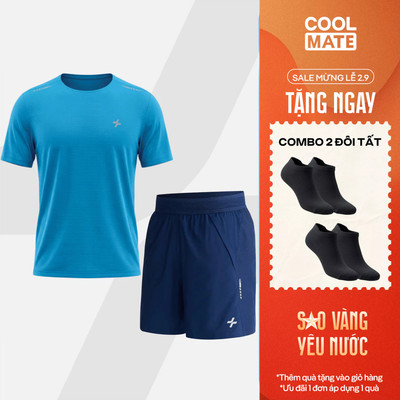 [TẶNG COMBO 2 ĐÔI TẤT]Set đồ thể thao nam chạy bộ Áo Thun Essentials+ Quần short Swift Run thoáng khí thoải mái Coolmate