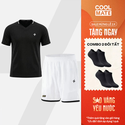 [TẶNG COMBO 2 ĐÔI TẤT]Set đồ bộ thể thao nam Pickleball Áo thun cổ V và Quần short Essentials Nhanh khô Coolmate