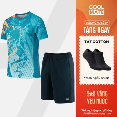 [TẶNG TẤT]Set thể thao cầu lông pickleball tennis nam Áo IN Abstract Graphic thoải mái Coolmate