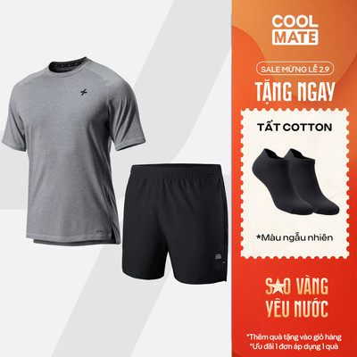 [TẶNG TẤT]Set thể thao pickleball Áo Training Comfort và Quần Short 5 inch Essentials co giãn Coolmate