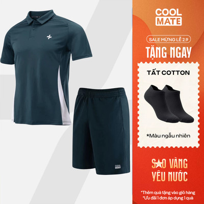 [TẶNG TẤT]Set đồ bộ thể thao nam Promax Áo Polo Sideflow Quần Shorts thoáng khí, thấm hút tốt Coolmate