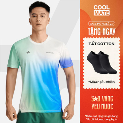 [TẶNG TẤT]Áo Thun thể thao nam chạy bộ Running Graphic Aurora Flow siêu nhẹ, thoáng khí Coolmate