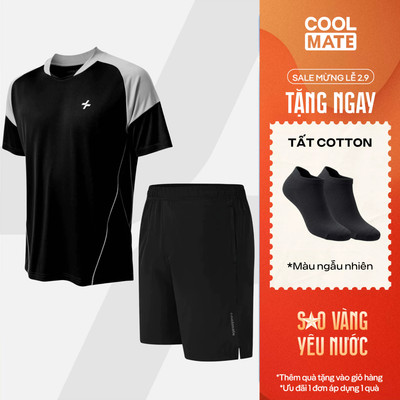 [TẶNG TẤT]Set thể thao nam nam pickleball Áo phối bo cổ và quần short 7inch thoáng khí thấm hút Coolmate
