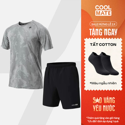[TẶNG TẤT]Set thể thao nam Áo thun Jacquard Seamless + Quần short 7 inch Thoáng khí thấm hút Coolmate