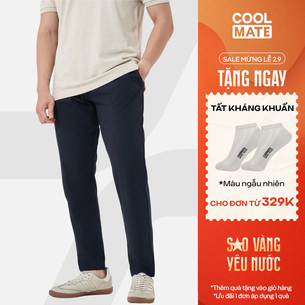 [TẶNG TẤT ĐƠN 329K]Quần dài nam Daily Pants sợi Sorona, nhuộm Cleandye siêu nhẹ chống nhăn chống tia UV - Coolmate