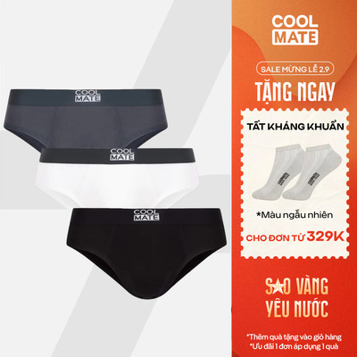 [TẶNG TẤT ĐƠN 329K]Combo 3 Quần lót tam giác nam BRIEF BAMBOO mềm mại, thấm hút, kháng khuẩn Coolmate