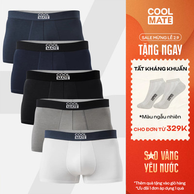 [TẶNG TẤT ĐƠN 329K]Combo 5 quần lót sịp nam Trunk Bamboo, Lenzing Modal, Airmesh mềm mại, kháng khuẩn, khử mùi Coolmate