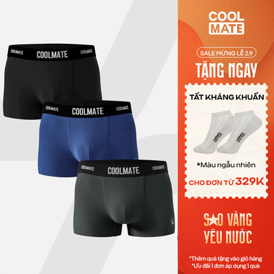 [TẶNG TẤT ĐƠN 329K]Combo 3 quần lót Trunk Excool Clean Cut mát mẻ, co giãn, siêu thấm hút Coolmate