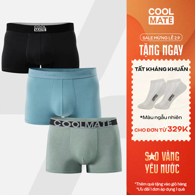 [TẶNG TẤT ĐƠN 329K]Combo 3 quần lót nam siêu kháng khuẩn Trunk Bamboo, Lenzing Modal thấm hút, nhanh khô Coolmate