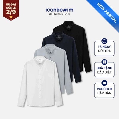 Áo Sơ Mi Nam ICONDENIM  Tay Dài Airsoft Form Slim SMID0389