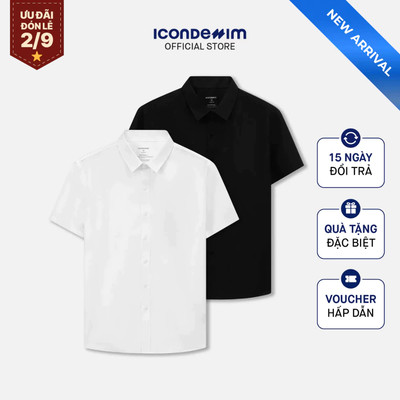 Áo Sơ Mi Nam ICONDENIM Tay Ngắn Blanko Form Slim SMID0371