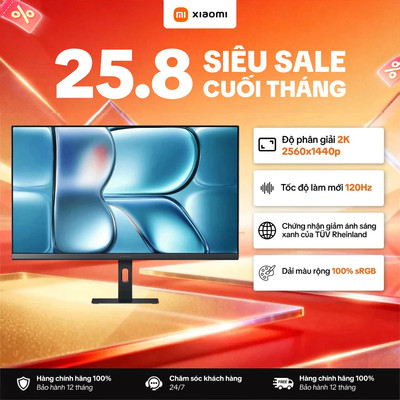 Màn Hình Máy Tính Xiaomi 2K Monitor A27Qi EU 27inch 2026 / 120Hz / 2K / 6ms - Phiên Bản Quốc Tế, Bảo Hành 36 Tháng