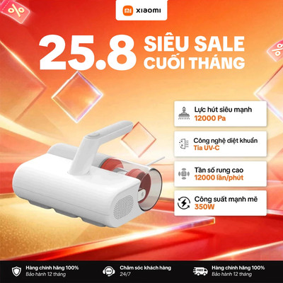 Máy Hút Bụi Giường Nệm Sofa Xiaomi Dust Mite Vacuum Cleaner | Hút Bụi, Sấy Nóng 50°C, Chiếu Tia UV | Bảo Hành 12 Tháng