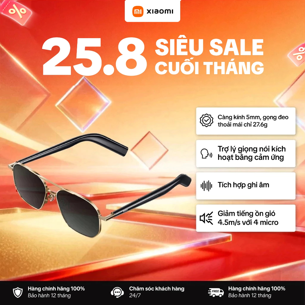 Kính Âm Thanh Thông Minh Xiaomi Mijia Smart Audio Glasses Aviator Pilot-Style - Nghe gọi, Ghi Âm, Ch