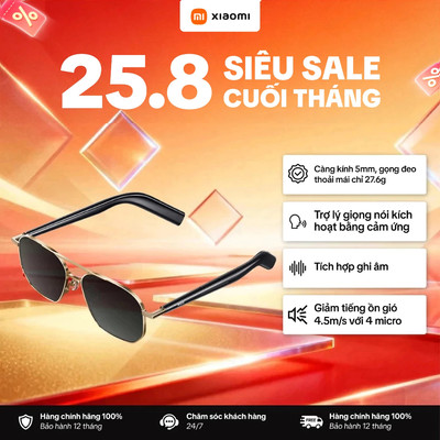 Kính Âm Thanh Thông Minh Xiaomi Mijia Smart Audio Glasses Aviator Pilot-Style - Nghe gọi, Ghi Âm, Chống nước, Thời Trang