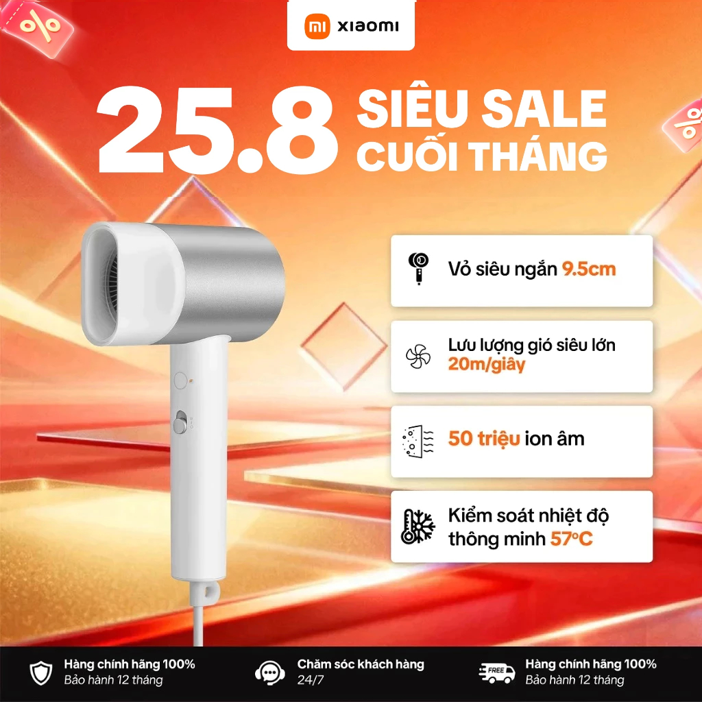 Máy Sấy Tóc Truyền Độ Ẩm Xiaomi Water Ionic Hair Dryer H500｜Liệu pháp tạo ion nước kép｜Luồng khí cực