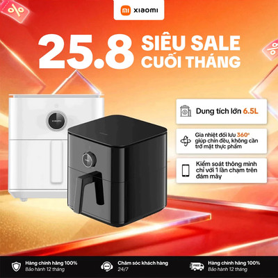 Nồi Chiên Không Dầu Xiaomi Smart Air Fryer 6.5L | Nhiệt Đối Lưu 360° | 80°C-200°C |  Bảo Hành 12 Tháng