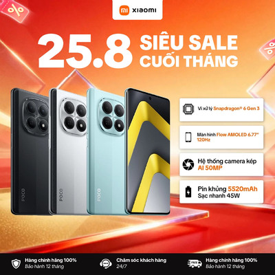 Điện Thoại XIAOMI POCO M8 5G (8+256GB | 8+512GB) | Màn Flow AMOLED 6.77" 120Hz | Snapdragon 6Gen3 | Camera 50MP