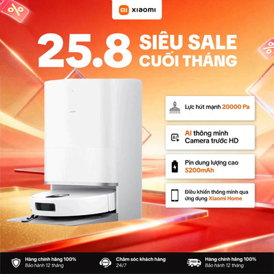 Robot Hút Bụi Lau Nhà Xiaomi Robot Vacuum 5 Pro EU | Lực Hút Mạnh 20.000Pa | AI Thông Minh | Camera Trước HD